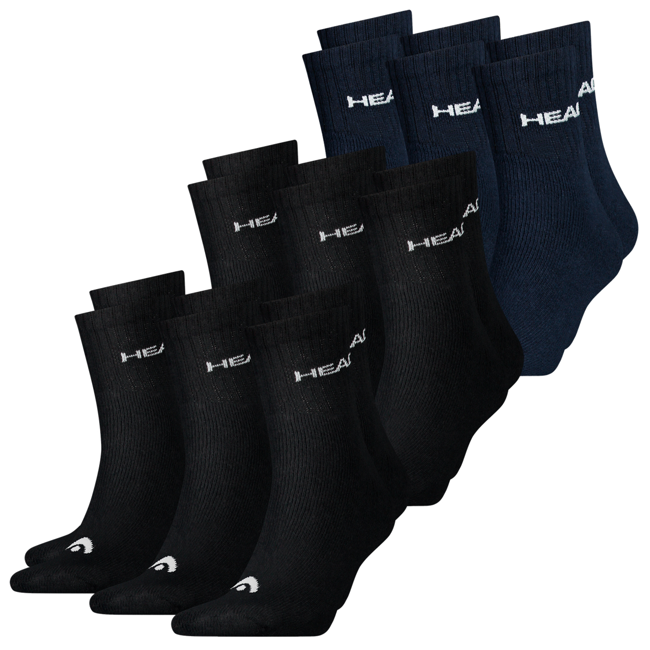 HEAD Unisex Sportsocken Crew 6er 9er 12er Multipack