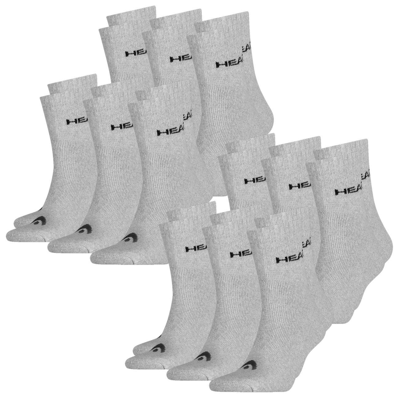 HEAD Unisex Sportsocken Crew 6er 9er 12er Multipack