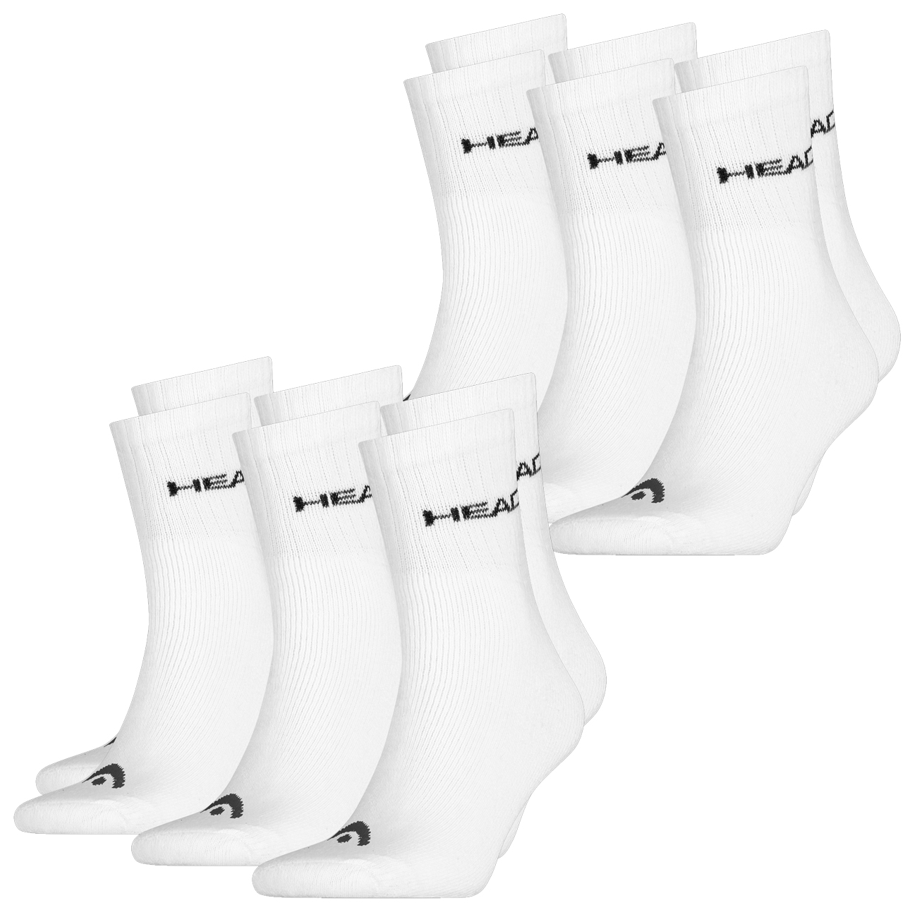 HEAD Unisex Sportsocken Crew 6er 9er 12er Multipack