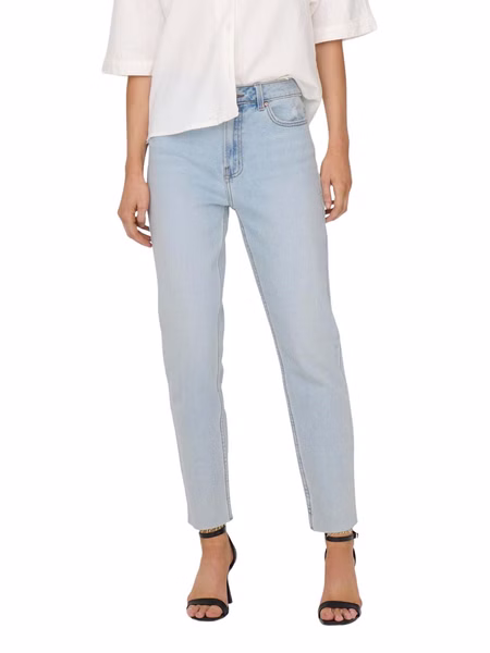 Only Damen Jeans ONLEMILY HW STR RAW CR AK MAS440 - Straight Fit - Blau - Light Blue Denim Only Damen Jeans ONLEMILY HW STR RAW CR AK MAS440 - Straight Fit - Blau - Light Blue Denim