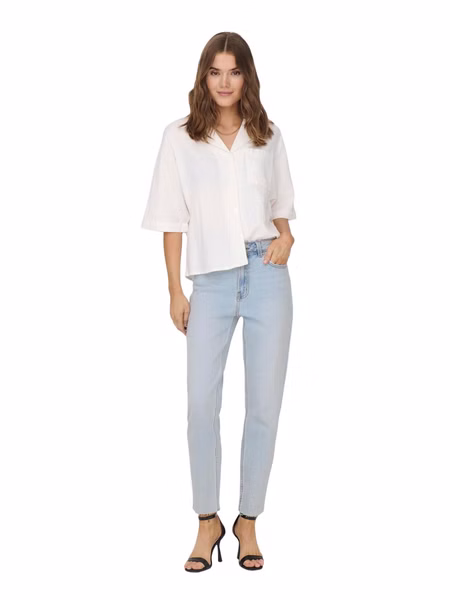 Only Damen Jeans ONLEMILY HW STR RAW CR AK MAS440 - Straight Fit - Blau - Light Blue Denim Only Damen Jeans ONLEMILY HW STR RAW CR AK MAS440 - Straight Fit - Blau - Light Blue Denim