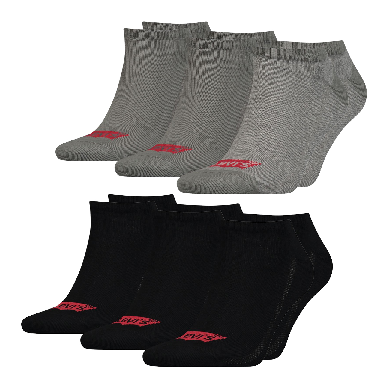 Levis Unisex Sneaker Sportsocken Low Cut Batwing Logo 6er 9er 12er Multipack