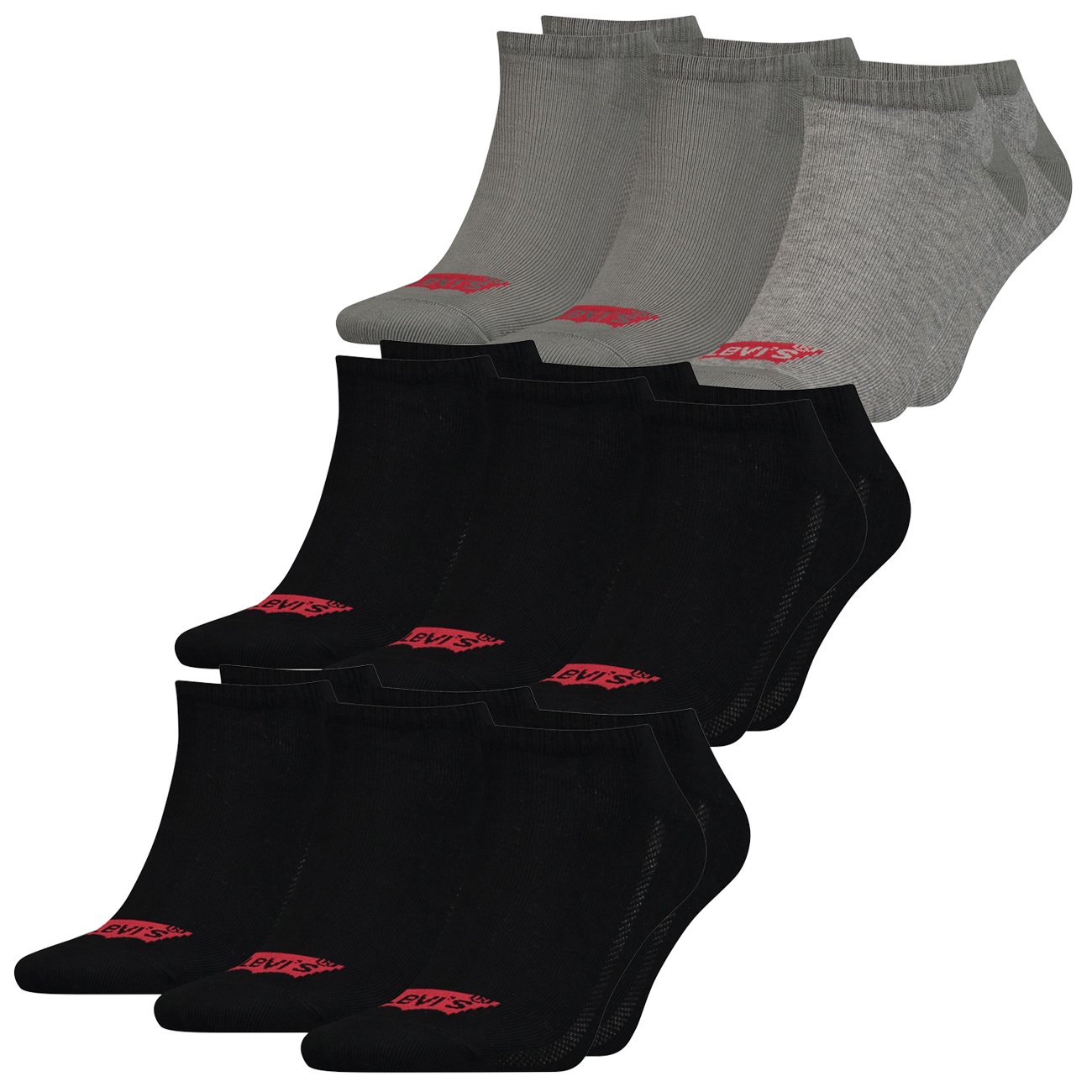 Levis Unisex Sneaker Sportsocken Low Cut Batwing Logo 6er 9er 12er Multipack