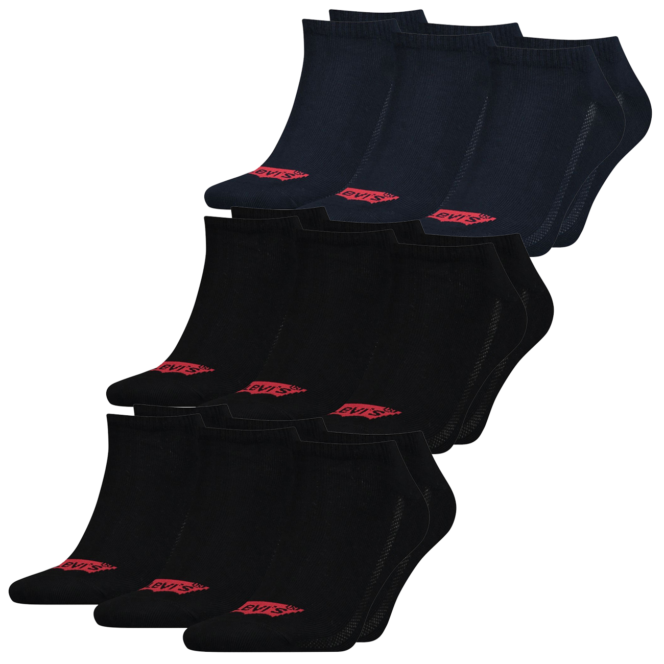 Levis Unisex Sneaker Sportsocken Low Cut Batwing Logo 6er 9er 12er Multipack