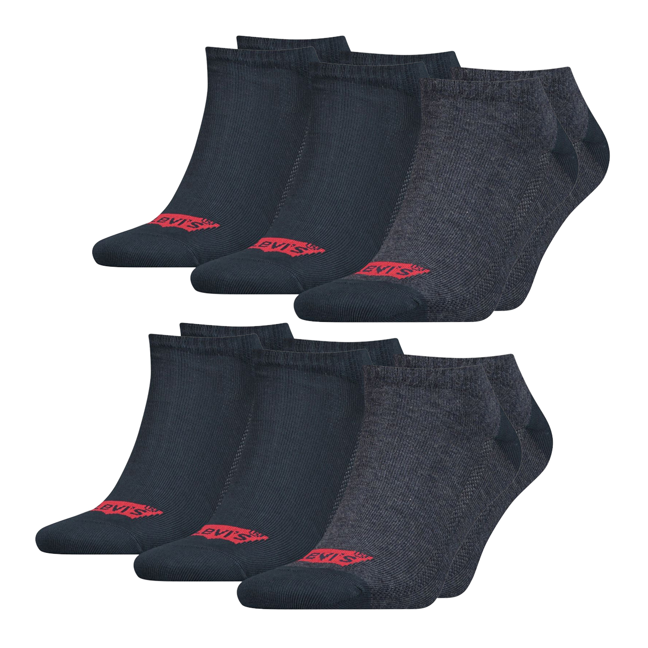 Levis Unisex Sneaker Sportsocken Low Cut Batwing Logo 6er 9er 12er Multipack