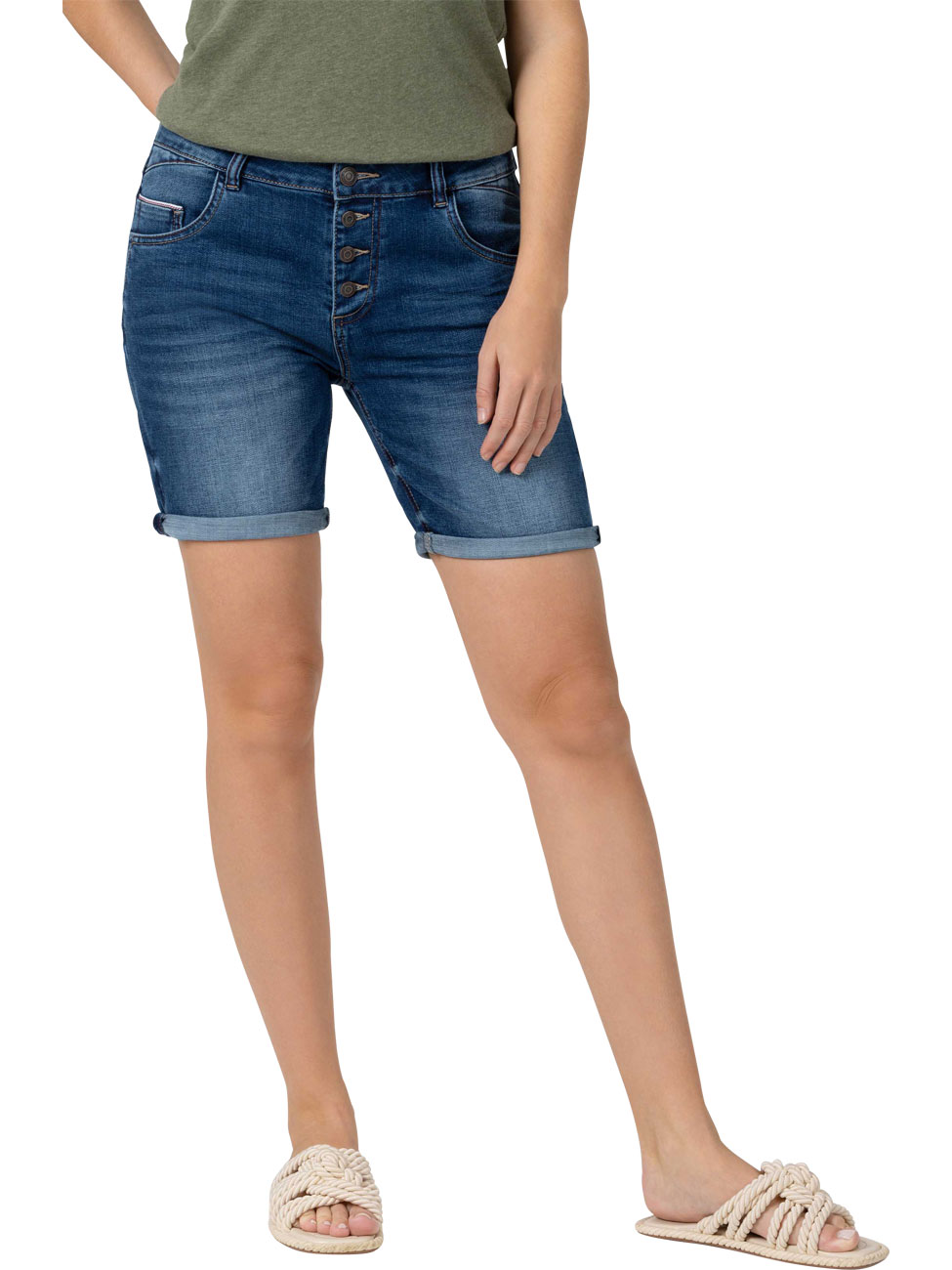 TIMEZONE Damen Jeans Short Regular JillyTZ - Regular Fit Blau - Rich Royal Blue Wash