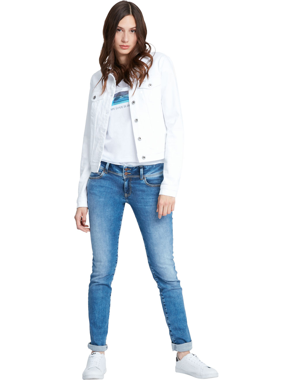 Cross Jeans Damen Jeans Loie - Regular Fit - Blau - Mid Blue günstig online kaufen