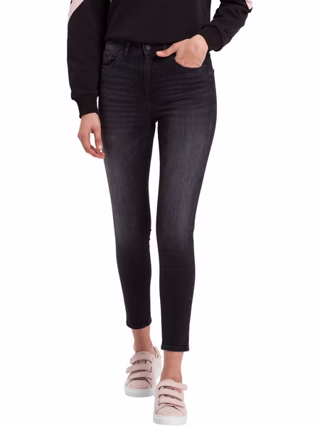Cross Jeans Damen Jeans Judy - Super Skinny Fit - Grau - Dark Grey Used Cross Jeans Damen Jeans Judy - Super Skinny Fit - Grau - Dark Grey Used