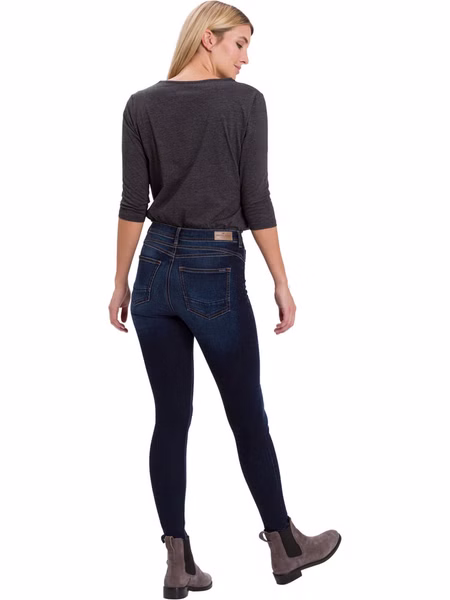 Cross Jeans Damen Jeans Judy - Super Skinny Fit - Blau - Deep Blue Used Cross Jeans Damen Jeans Judy - Super Skinny Fit - Blau - Deep Blue Used
