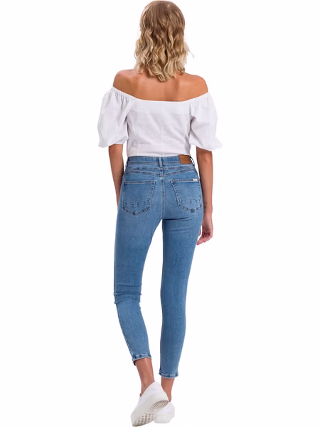 Cross Jeans Damen 7/8 Jeans Judy - Super Skinny Fit - Blau - Mid Blue Washed Cross Jeans Damen 7/8 Jeans Judy - Super Skinny Fit - Blau - Mid Blue Washed