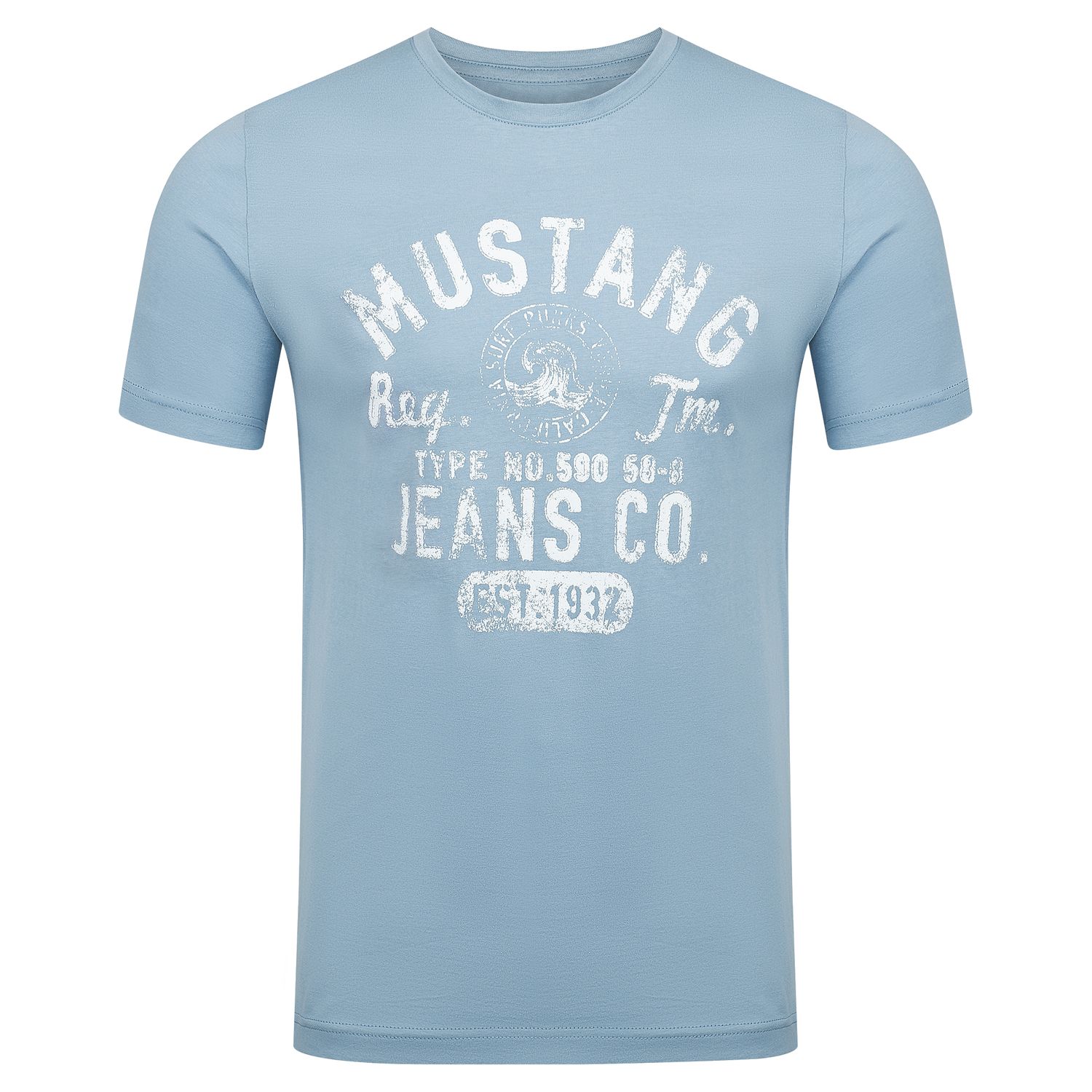 Mustang Herren T-Shirt Mehrfarbig Rundhals Regular Fit S bis 6XL