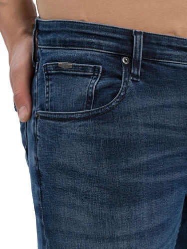Cross Jeans Herren Jeans Damien - Slim Fit - Blau - Dark Blue Crinkle