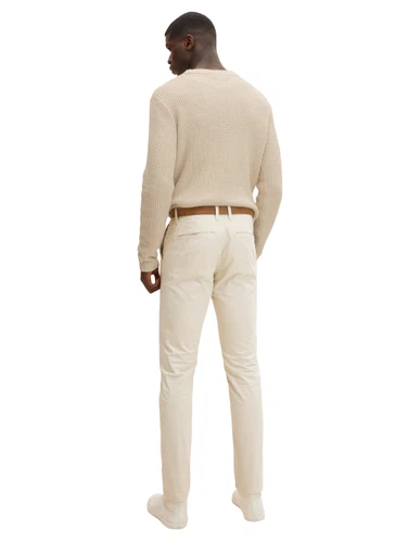 Tom Tailor Denim Herren Slim Chinohose mit Gürtel Beige - Grün - Slim Fit