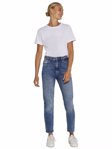 Noisy May Damen Jeans NMMON Straight Fit Blau - Dark Blue Denim Noisy May Damen Jeans NMMON Straight Fit Blau - Dark Blue Denim