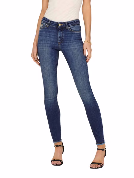 Only Damen Jeans ONLBLUSH MID SK ANK RAW DNM REA194 - Skinny Fit - Blau - Medium Blue Denim Only Damen Jeans ONLBLUSH MID SK ANK RAW DNM REA194 - Skinny Fit - Blau - Medium Blue Denim