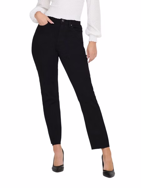 Only Damen Jeans ONLEMILY HW STR CRP ANK RAW MAE034 - Straight Fit - Schwarz - Black Denim Only Damen Jeans ONLEMILY HW STR CRP ANK RAW MAE034 - Straight Fit - Schwarz - Black Denim