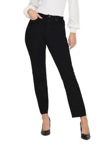 Only Damen Jeans ONLEMILY HW STR CRP ANK RAW MAE034 - Straight Fit - Schwarz - Black DenimSchwarz