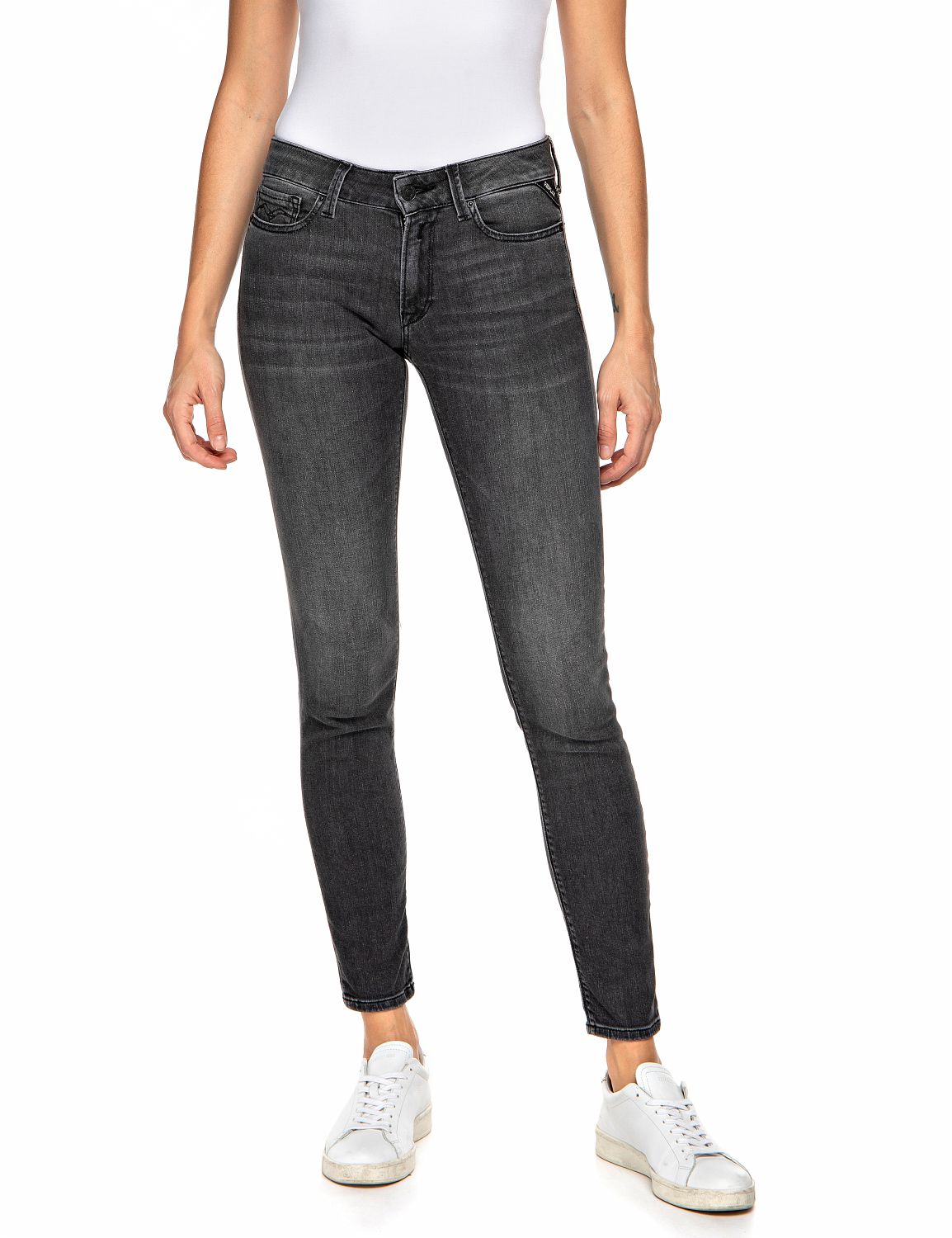 Replay Damen Jeans NEW LUZ - Skinny Fit - Grau- Medium Grey
