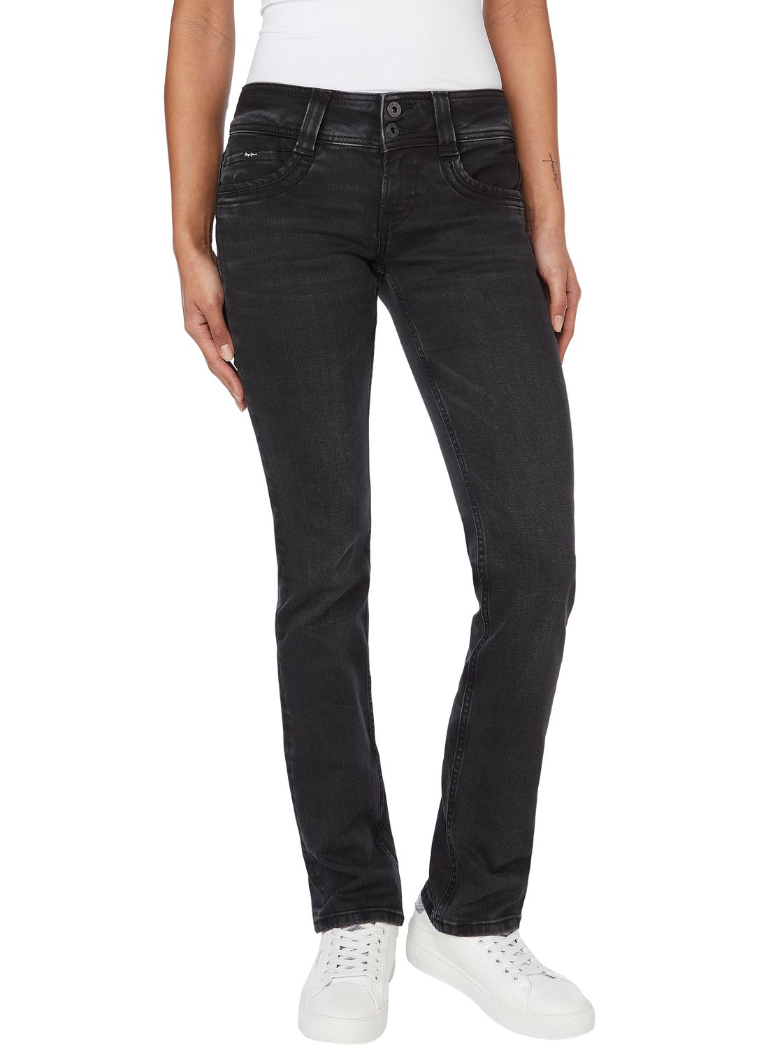 Pepe Jeans Damen Jeans GEN - Regular Fit - Schwarz - Black Denim
