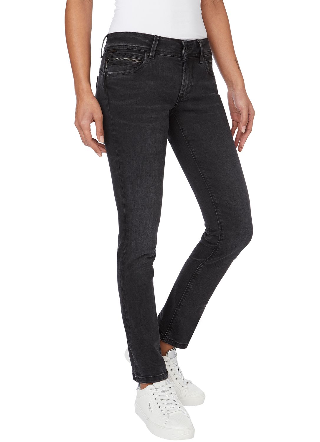 Pepe Jeans Damen Jeans NEW BROOKE - Slim Fit - Schwarz - Black Denim