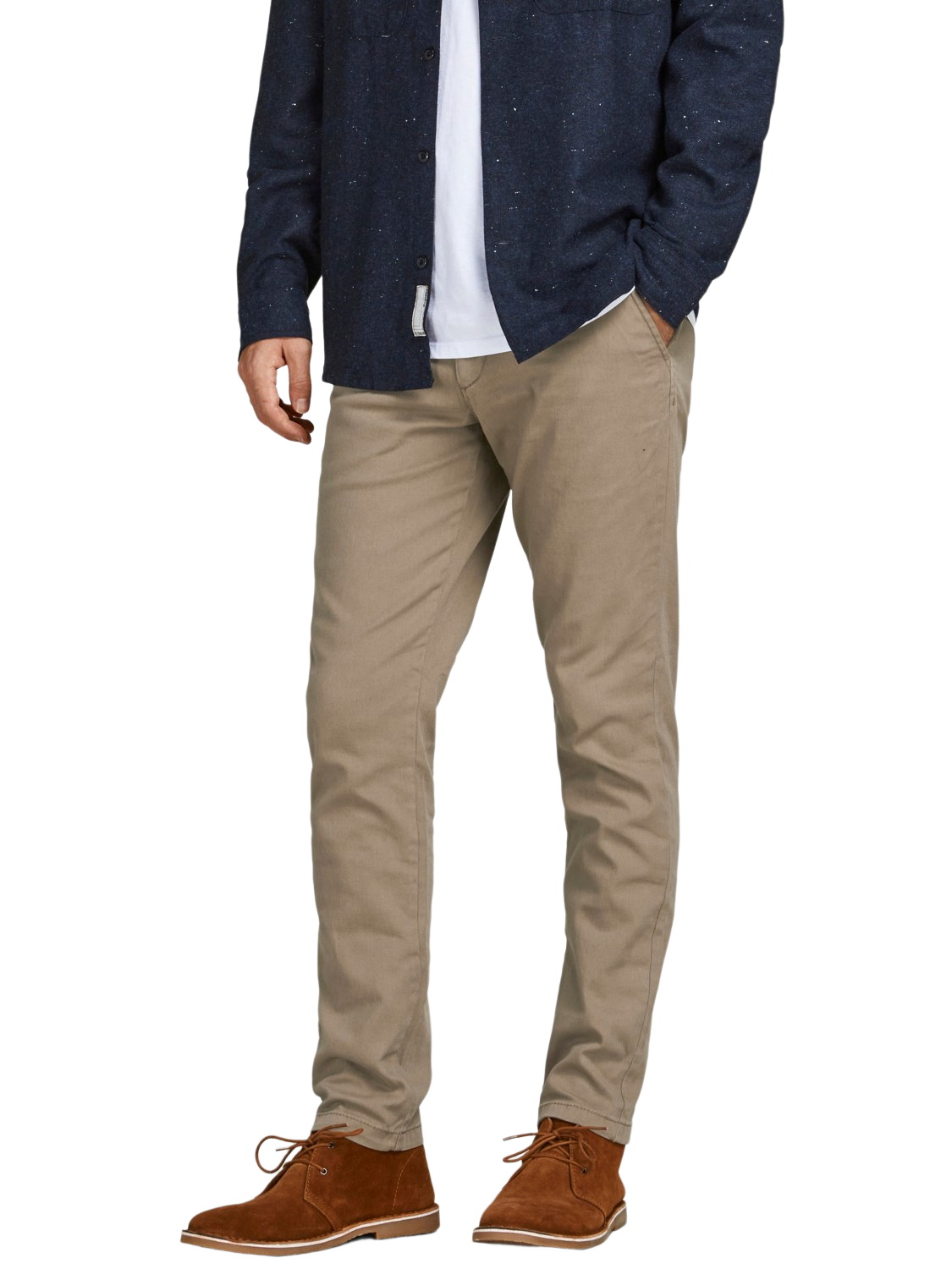 Jack & Jones Herren Chino Hose JPSTMARCO JJDAVE AKM BEIGE - Slim Fit Beige