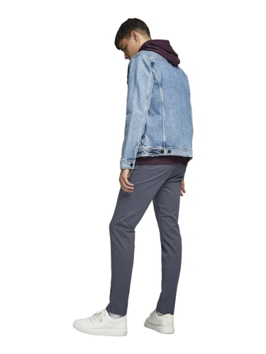 Jack & Jones Herren Chino Hose JPSTMARCO JJBOWIE SA ASPHALT - Slim Fit Grau