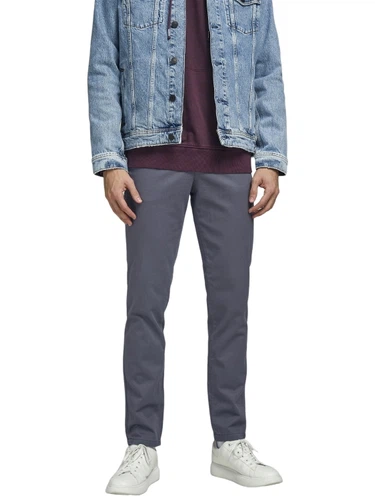 Jack & Jones Herren Chino Hose JPSTMARCO JJBOWIE SA ASPHALT - Slim Fit Grau