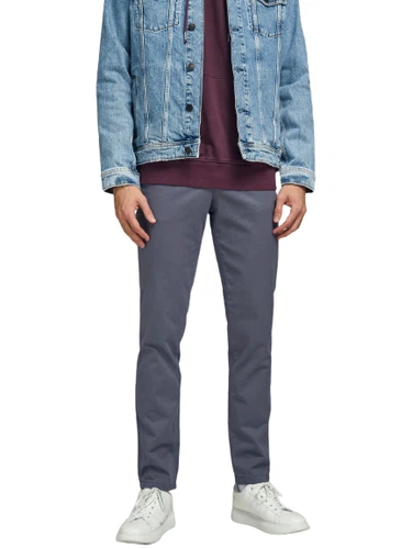 Jack & Jones Herren Chino Hose JPSTMARCO JJBOWIE SA ASPHALT - Slim Fit Grau