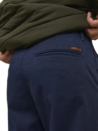 Jack & Jones Herren Chino Hose JPSTKANE JJBOWIE SA - Comfort Fit Blau - Navy Blazer