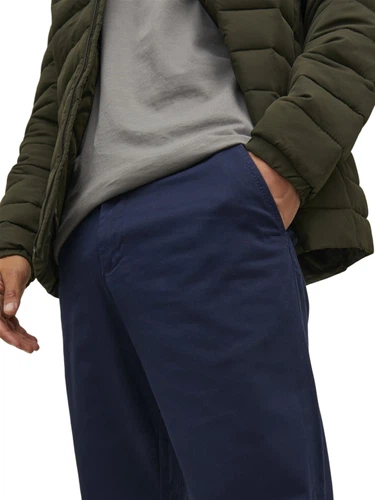 Jack & Jones Herren Chino Hose JPSTKANE JJBOWIE SA - Comfort Fit Blau - Navy Blazer