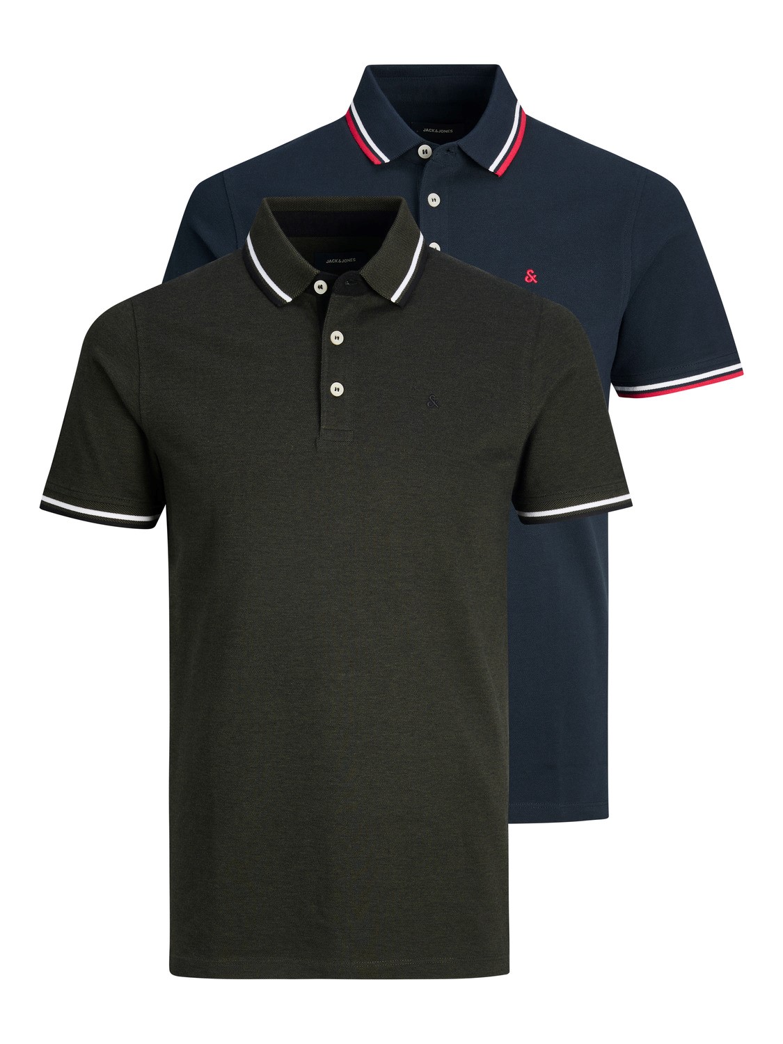 Jack & Jones Herren Poloshirt JJEPAULOS - 2er Pack - Slim Fit