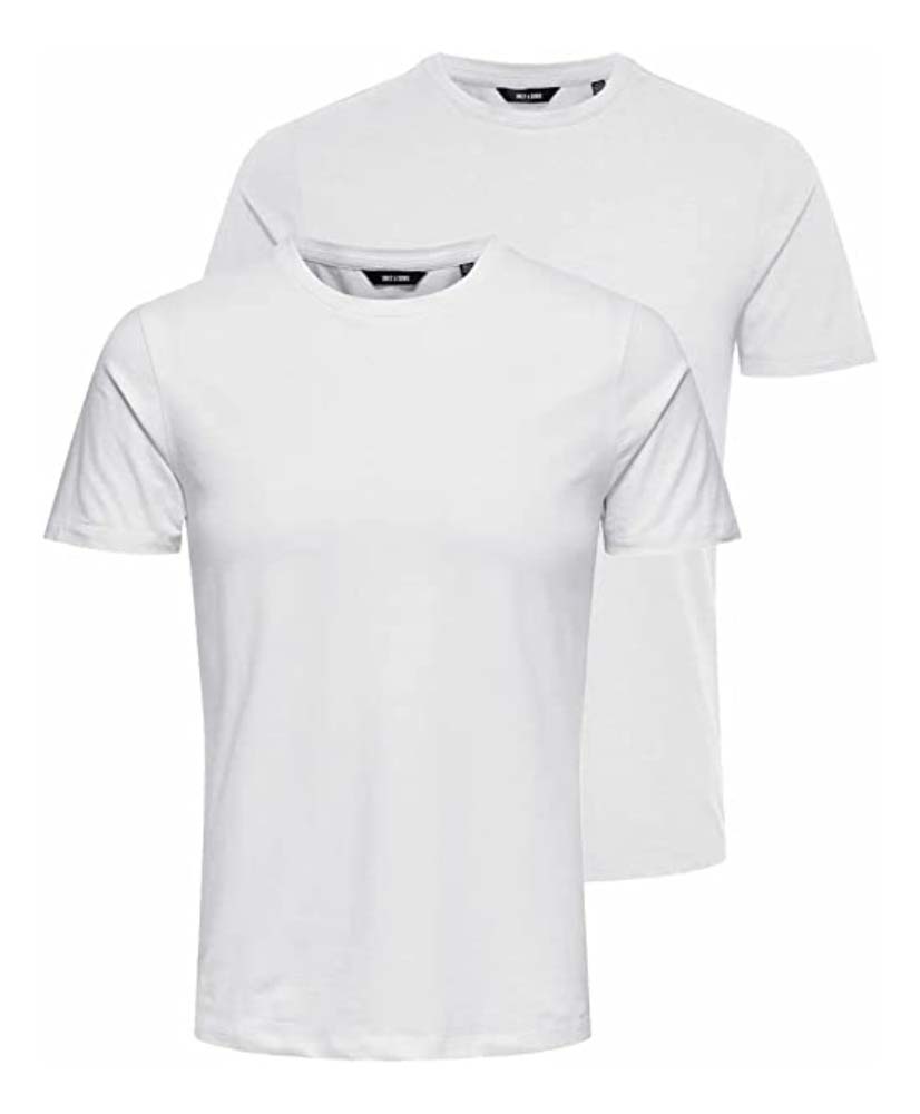 Only & Sons Herren Rundhals T-Shirt ONSBASIC - Slim Fit 2er Pack