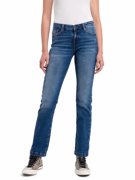 Cross Jeans Damen Jeans LAUREN - Bootcut  - Blau - Mid Blue Scratched Cross Jeans Damen Jeans LAUREN - Bootcut  - Blau - Mid Blue Scratched