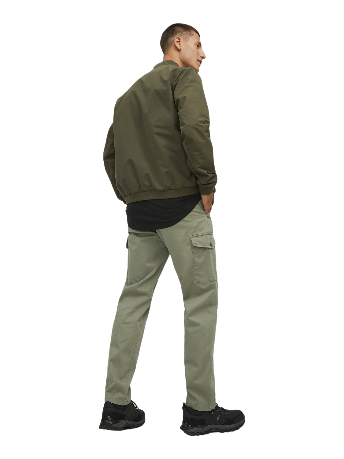 Jack & Jones Herren Cargohose JPSTOLLIE JJBOWIE -Regular Fit - Schwarz Beige Grün