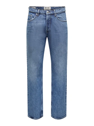 Only & Sons Herren Jeans ONSEDGE LOOSE 4939 - Relaxed Fit - Blau - Medium Blue Denim