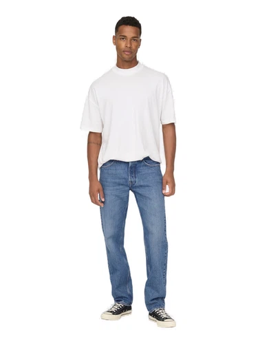 Only & Sons Herren Jeans ONSEDGE LOOSE 4939 - Relaxed Fit - Blau - Medium Blue Denim