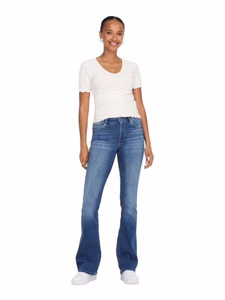 Only Damen Jeans ONLBLUSH MID FLARED REA1319 Blau - Medium Blue Denim Only Damen Jeans ONLBLUSH MID FLARED REA1319 Blau - Medium Blue Denim