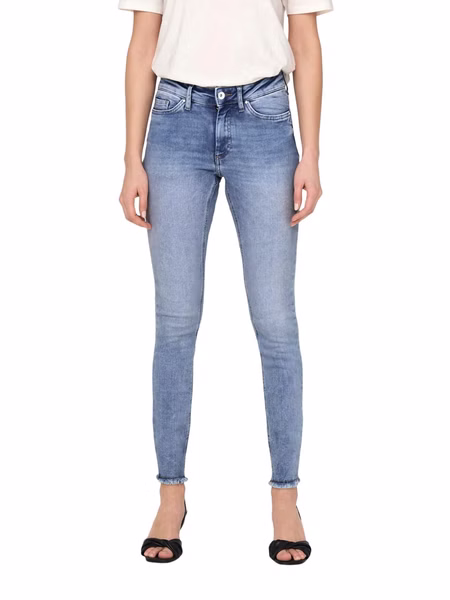 Only Damen Jeans ONLBLUSH MID SK ANK RAW DNM REA694 - Skinny Fit - Blau - Medium Blue Denim Only Damen Jeans ONLBLUSH MID SK ANK RAW DNM REA694 - Skinny Fit - Blau - Medium Blue Denim
