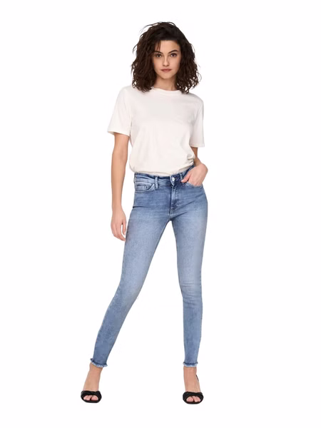 Only Damen Jeans ONLBLUSH MID SK ANK RAW DNM REA694 - Skinny Fit - Blau - Medium Blue Denim Only Damen Jeans ONLBLUSH MID SK ANK RAW DNM REA694 - Skinny Fit - Blau - Medium Blue Denim