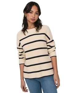 Only Damen Rundhals Strickpullover ONLPERNILLE STRIPEMehrfarbig