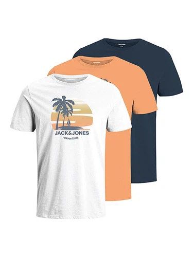 Jack & Jones Herren Rundhals T-Shirt JJDEACON 3er PACK - Regular Fit