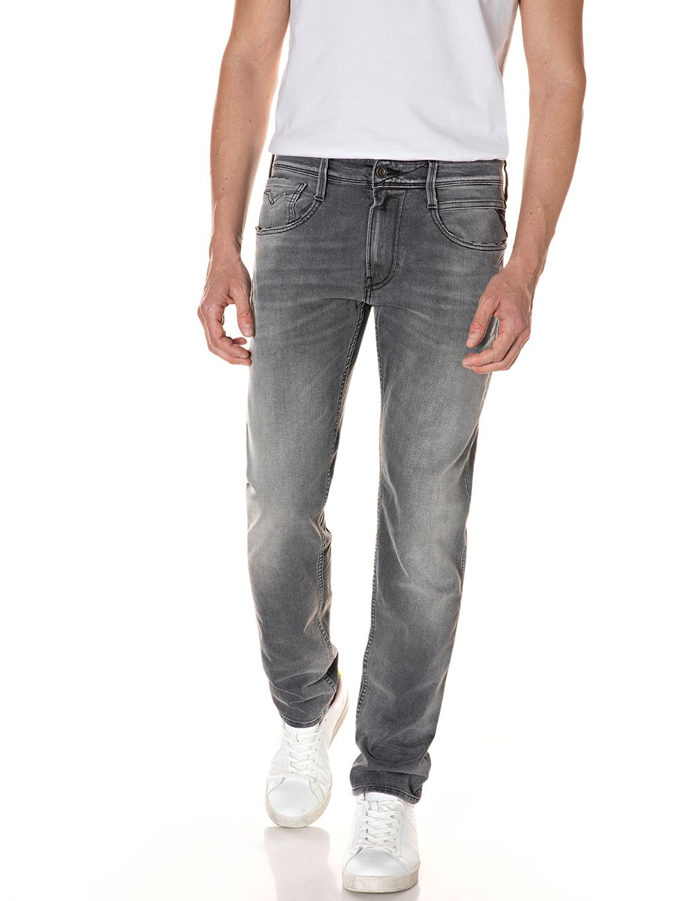 Replay Herren Jeans Anbass - Slim Fit - Grau - Light Grey Denim