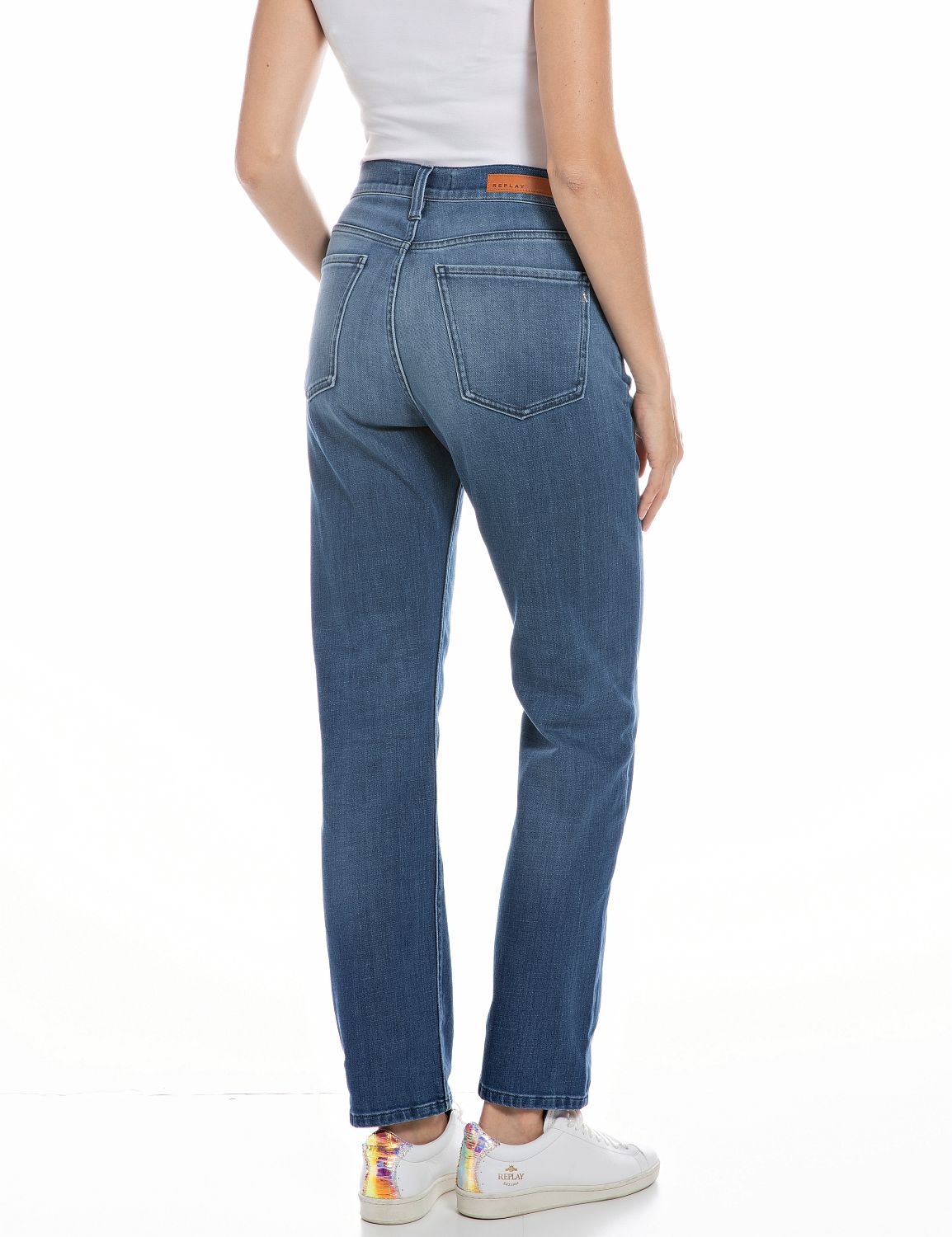 Replay Damen Jeans MAIJKE STRAIGHT - Straight Fit - Schwarz - Black Denim günstig online kaufen