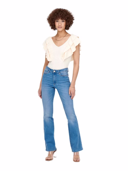 Only Damen Jeans ONLWAUW BJ759 Flared Fit -  Blau - Light Medium Blue Denim Only Damen Jeans ONLWAUW BJ759 Flared Fit -  Blau - Light Medium Blue Denim