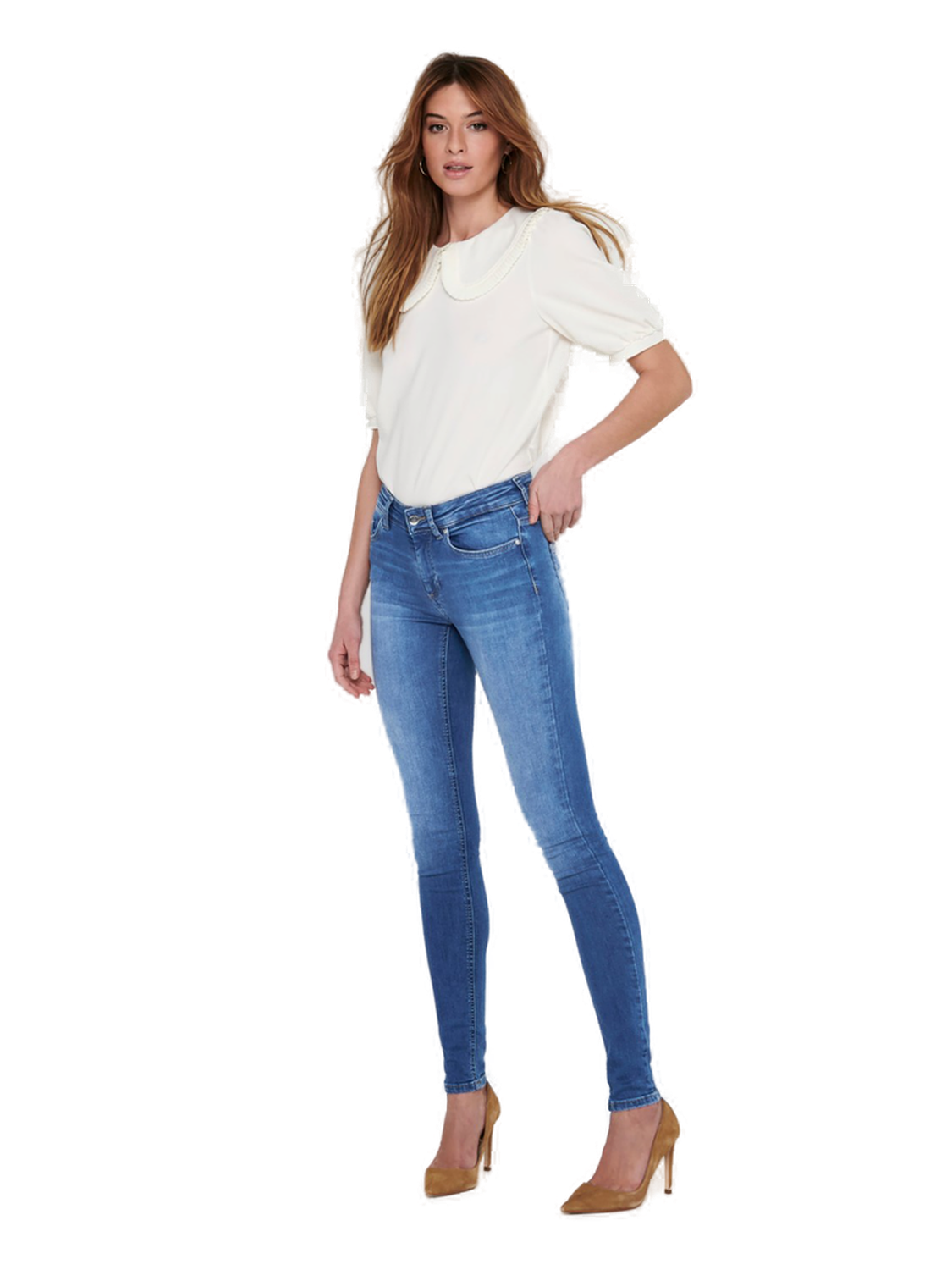 Only Damen Jeans ONLBLUSH MID SK REA12187 - Skinny Fit - Blau - Medium Blue günstig online kaufen