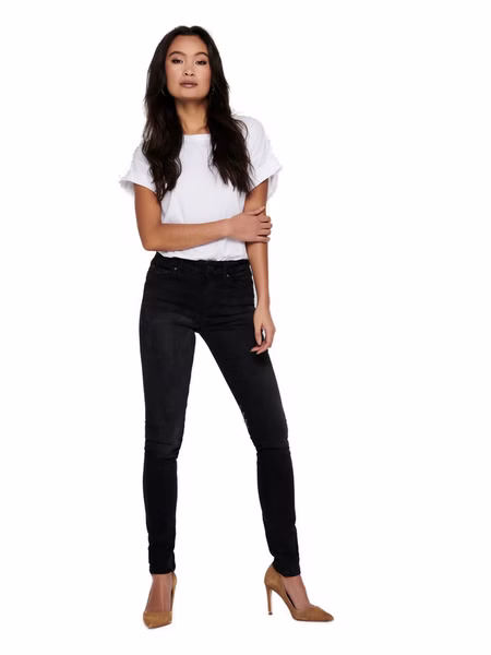Only Damen Jeans ONLBLUSH MID SK REA1099 - Skinny Fit - Schwarz - Black Denim Only Damen Jeans ONLBLUSH MID SK REA1099 - Skinny Fit - Schwarz - Black Denim