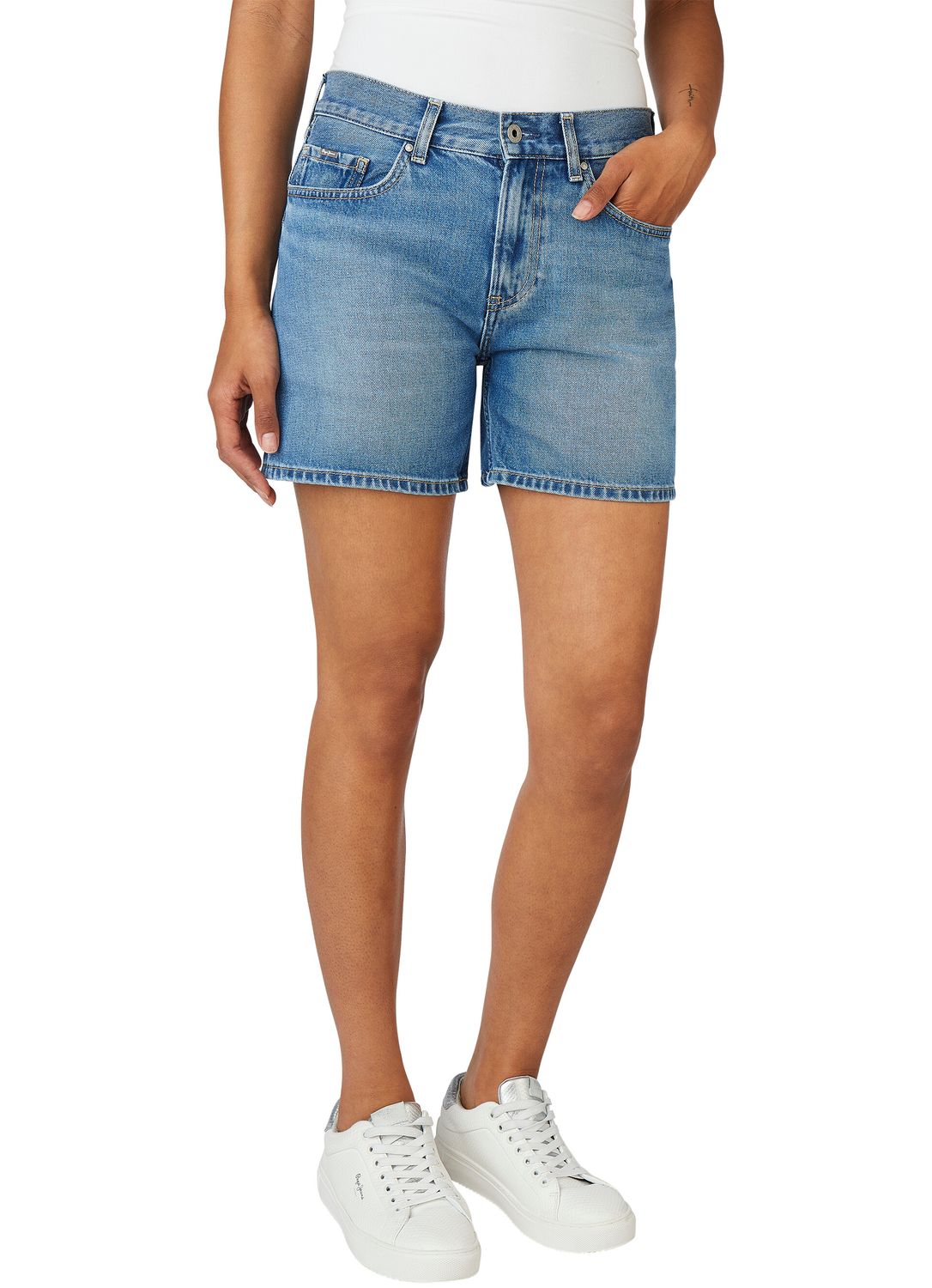 Pepe Damen Jeans Short MABLE - Regular Fit Blau - Medium Blue Denim kaufen