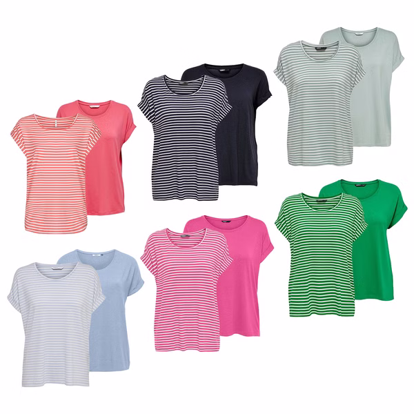 Only Tshirt Damen Bluse Top ONLMOSTER 2er Pack Regular Fit Only Tshirt Damen Bluse Top ONLMOSTER 2er Pack Regular Fit