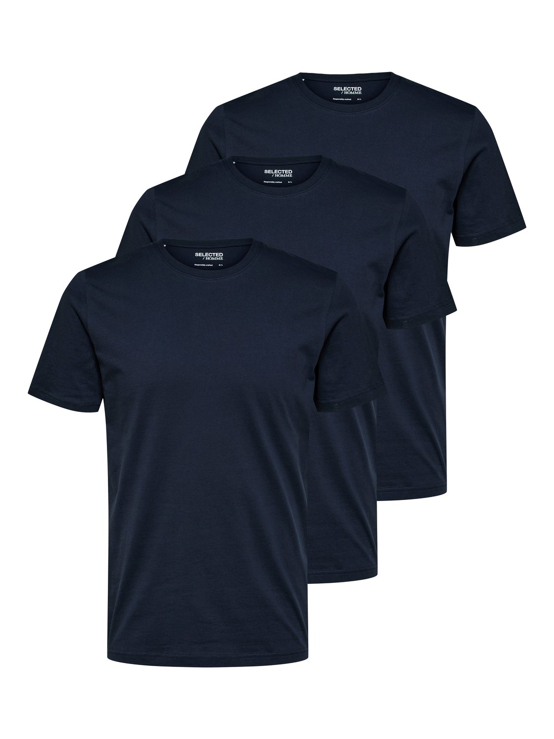 Selected Homme Herren Rundhals T-Shirt SLHAXEL - 3er Pack - Regular Fit