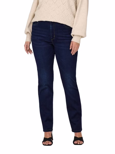 Carmakoma by Only Damen Jeans CARAUGUSTA HW STRAIGHT BJ61 - Straight Fit - Blau- Dark Blue Denim - Plus Size Carmakoma by Only Damen Jeans CARAUGUSTA HW STRAIGHT BJ61 - Straight Fit - Blau- Dark Blue Denim - Plus Size